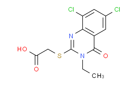 CAS No. 886500-42-1, 2-((6,8-Dichloro-3-ethyl-4-oxo-3,4-dihydroquinazolin-2-yl)thio)acetic acid