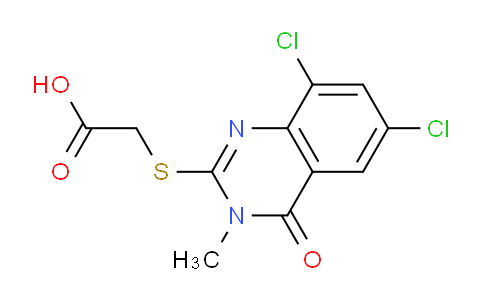 CAS No. 886500-46-5, 2-((6,8-Dichloro-3-methyl-4-oxo-3,4-dihydroquinazolin-2-yl)thio)acetic acid