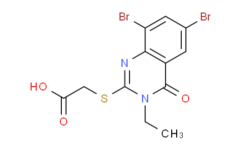 CAS No. 886500-99-8, 2-((6,8-Dibromo-3-ethyl-4-oxo-3,4-dihydroquinazolin-2-yl)thio)acetic acid