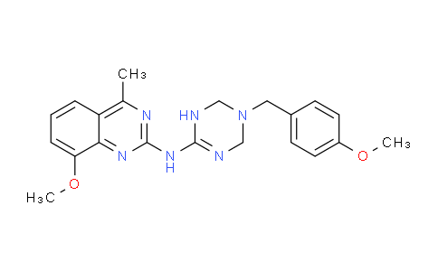 CAS No. 945371-35-7, 8-Methoxy-N-(5-(4-methoxybenzyl)-1,4,5,6-tetrahydro-1,3,5-triazin-2-yl)-4-methylquinazolin-2-amine