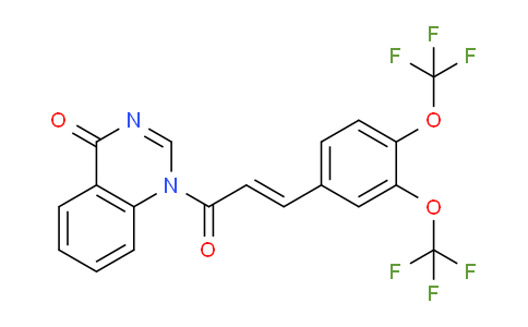 CAS No. 1295538-24-7, (E)-1-(3-(3,4-bis(trifluoromethoxy)phenyl)acryloyl)quinazolin-4(1H)-one