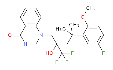 CAS No. 727375-09-9, 1-(4-(5-fluoro-2-methoxyphenyl)-2-hydroxy-4-methyl-2-(trifluoromethyl)pentyl)quinazolin-4(1H)-one