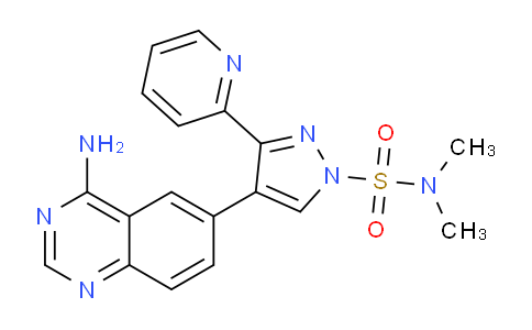 CAS No. 746669-24-9, 4-(4-aminoquinazolin-6-yl)-N,N-dimethyl-3-(pyridin-2-yl)-1H-pyrazole-1-sulfonamide