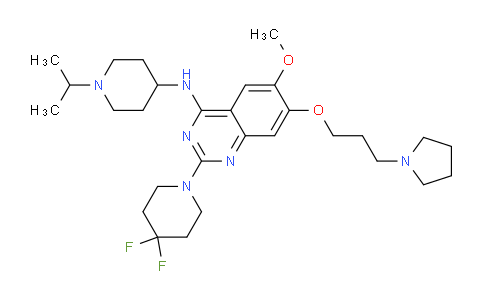 CAS No. 1481677-78-4, 2-(4,4-difluoropiperidin-1-yl)-N-(1-isopropylpiperidin-4-yl)-6-methoxy-7-(3-(pyrrolidin-1-yl)propoxy)quinazolin-4-amine