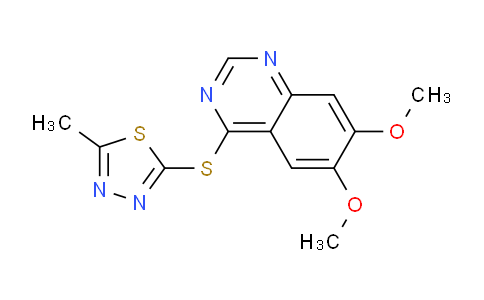 CAS No. 1225451-84-2, 2-((6,7-Dimethoxyquinazolin-4-yl)thio)-5-methyl-1,3,4-thiadiazole