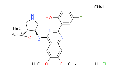 CAS No. 1431697-96-9, 4-fluoro-2-(4-(((3S,4R)-4-(2-hydroxypropan-2-yl)pyrrolidin-3-yl)amino)-6,7-dimethoxyquinazolin-2-yl)phenol hydrochloride