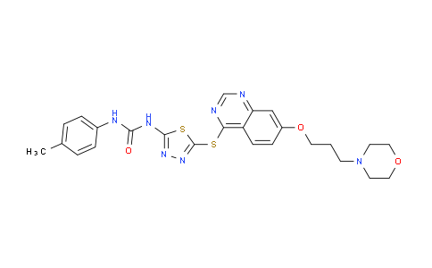 CAS No. 1370256-78-2, 1-(5-((7-(3-morpholinopropoxy)quinazolin-4-yl)thio)-1,3,4-thiadiazol-2-yl)-3-(p-tolyl)urea