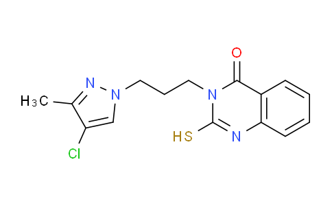 CAS No. 1005563-76-7, 3-(3-(4-Chloro-3-methyl-1H-pyrazol-1-yl)propyl)-2-mercaptoquinazolin-4(3H)-one
