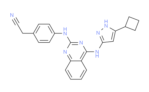 CAS No. 1216665-58-5, 2-(4-((4-((5-Cyclobutyl-1H-pyrazol-3-yl)amino)quinazolin-2-yl)amino)phenyl)acetonitrile