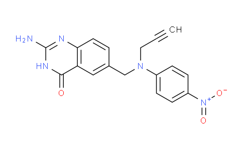 CAS No. 123685-36-9, 2-Amino-6-(((4-nitrophenyl)(prop-2-yn-1-yl)amino)methyl)quinazolin-4(3H)-one