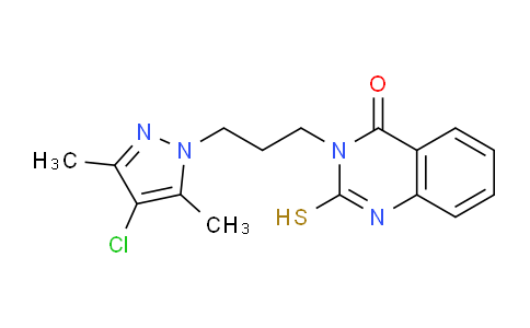 CAS No. 1006491-78-6, 3-(3-(4-Chloro-3,5-dimethyl-1H-pyrazol-1-yl)propyl)-2-mercaptoquinazolin-4(3H)-one