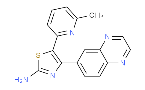 CAS No. 1025027-56-8, 5-(6-methylpyridin-2-yl)-4-(quinoxalin-6-yl)thiazol-2-amine