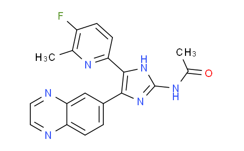 CAS No. 1132610-45-7, N-(5-(5-fluoro-6-methylpyridin-2-yl)-4-(quinoxalin-6-yl)-1H-imidazol-2-yl)acetamide