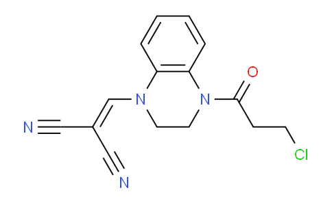 CAS No. 6687-90-7, 2-((4-(3-Chloropropanoyl)-3,4-dihydroquinoxalin-1(2H)-yl)methylene)malononitrile