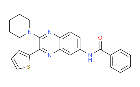 CAS No. 832081-96-6, N-(2-(Piperidin-1-yl)-3-(thiophen-2-yl)quinoxalin-6-yl)benzamide