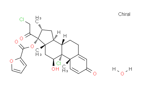 CAS No. 141646-00-6, (8S,9R,10S,11S,13S,14S,16R,17R)-9-chloro-17-(2-chloroacetyl)-11-hydroxy-10,13,16-trimethyl-3-oxo-6,7,8,9,10,11,12,13,14,15,16,17-dodecahydro-3H-cyclopenta[a]phenanthren-17-yl furan-2-carboxylate hydrate