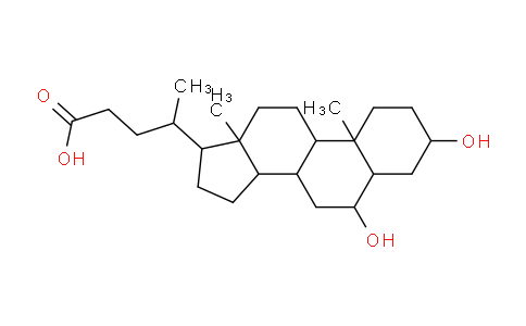 CAS No. 668-49-5, 4-(3,6-dihydroxy-10,13-dimethyl-2,3,4,5,6,7,8,9,11,12,14,15,16,17-tetradecahydro-1H-cyclopenta[a]phenanthren-17-yl)pentanoic acid