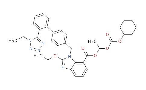 CAS No. 914613-35-7, 1-(((cyclohexyloxy)carbonyl)oxy)ethyl 2-ethoxy-1-((2'-(1-ethyl-1H-tetrazol-5-yl)-[1,1'-biphenyl]-4-yl)methyl)-1H-benzo[d]imidazole-7-carboxylate