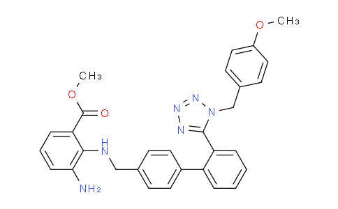 CAS No. 1307853-72-0, methyl 3-amino-2-(((2'-(1-(4-methoxybenzyl)-1H-tetrazol-5-yl)-[1,1'-biphenyl]-4-yl)methyl)amino)benzoate