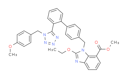 CAS No. 1307853-73-1, methyl 2-ethoxy-1-((2'-(1-(4-methoxybenzyl)-1H-tetrazol-5-yl)-[1,1'-biphenyl]-4-yl)methyl)-1H-benzo[d]imidazole-7-carboxylate
