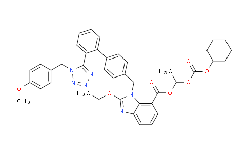 CAS No. 1307853-79-7, 1-(((cyclohexyloxy)carbonyl)oxy)ethyl 2-ethoxy-1-((2'-(1-(4-methoxybenzyl)-1H-tetrazol-5-yl)-[1,1'-biphenyl]-4-yl)methyl)-1H-benzo[d]imidazole-7-carboxylate