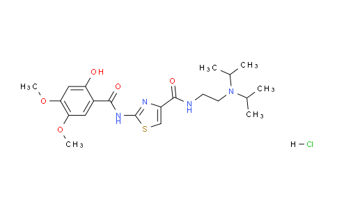CAS No. 185104-11-4, N-(2-(diisopropylamino)ethyl)-2-(2-hydroxy-4,5-dimethoxybenzamido)thiazole-4-carboxamide hydrochloride
