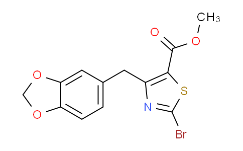CAS No. 1206908-07-7, methyl 4-(benzo[d][1,3]dioxol-5-ylmethyl)-2-bromothiazole-5-carboxylate