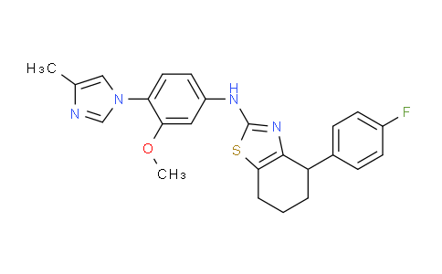 CAS No. 1431697-84-5, 4-(4-fluorophenyl)-N-(3-methoxy-4-(4-methyl-1H-imidazol-1-yl)phenyl)-4,5,6,7-tetrahydrobenzo[d]thiazol-2-amine