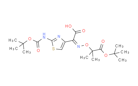 CAS No. 134203-48-8, 2-(((1-(tert-Butoxy)-2-methyl-1-oxopropan-2-yl)oxy)imino)-2-(2-((tert-butoxycarbonyl)amino)thiazol-4-yl)acetic acid