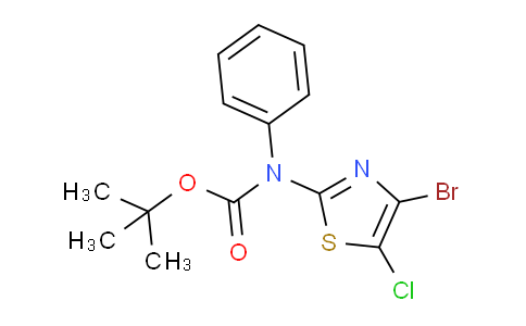CAS No. 1178886-89-9, tert-butyl (4-bromo-5-chlorothiazol-2-yl)(phenyl)carbamate