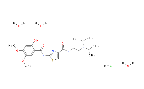 CAS No. 773092-05-0, N-(2-(Diisopropylamino)ethyl)-2-(2-hydroxy-4,5-dimethoxybenzamido)thiazole-4-carboxamide hydrochloride trihydrate