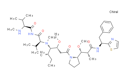 CAS No. 203849-91-6, (S)-2-(((3R,4S,5S)-3-methoxy-1-((S)-2-((1R,2R)-1-methoxy-2-methyl-3-oxo-3-(((S)-2-phenyl-1-(thiazol-2-yl)ethyl)amino)propyl)pyrrolidin-1-yl)-5-methyl-1-oxoheptan-4-yl)(methyl)amino)-3-methyl-N-(methyl-L-valyl)butanamide