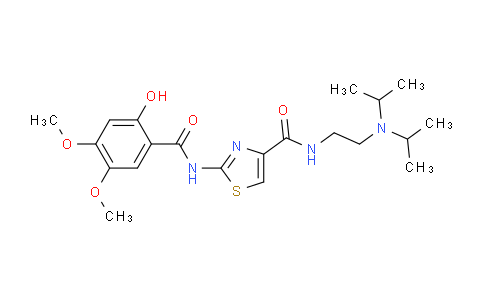 CAS No. 185106-16-5, N-(2-(diisopropylamino)ethyl)-2-(2-hydroxy-4,5-dimethoxybenzamido)thiazole-4-carboxamide