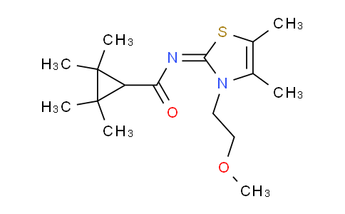 CAS No. 1273182-71-0, N-(3-(2-Methoxyethyl)-4,5-dimethylthiazol-2(3H)-ylidene)-2,2,3,3-tetramethylcyclopropanecarboxamide