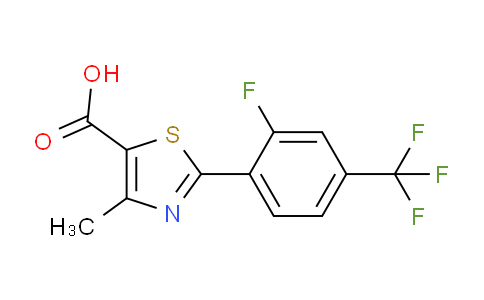 CAS No. 1186404-90-9, 2-(2-Fluoro-4-(trifluoromethyl)phenyl)-4-methylthiazole-5-carboxylic acid