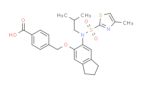 CAS No. 459841-96-4, 4-[[[2,3-Dihydro-6-[(2-methylpropyl)[(4-methyl-2-thiazolyl)sulfonyl]amino]-1H-indene-5yl]oxy]methyl]benzoic acid