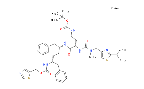 CAS No. 1004316-85-1, tert-butyl ((S)-4-(((2R,5R)-1,6-diphenyl-5-(((thiazol-5-ylmethoxy)carbonyl)amino)hexan-2-yl)amino)-3-(3-((2-isopropylthiazol-4-yl)methyl)-3-methylureido)-4-oxobutyl)carbamate