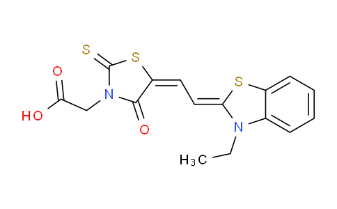 CAS No. 25962-03-2, 2-((E)-5-((Z)-2-(3-ethylbenzo[d]thiazol-2(3H)-ylidene)ethylidene)-4-oxo-2-thioxothiazolidin-3-yl)acetic acid