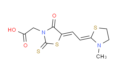 CAS No. 65152-09-2, 2-((Z)-5-((Z)-2-(3-methylthiazolidin-2-ylidene)ethylidene)-4-oxo-2-thioxothiazolidin-3-yl)acetic acid