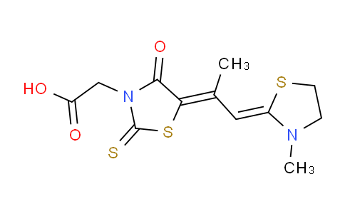 CAS No. 25651-76-7, 2-((Z)-5-((Z)-1-(3-methylthiazolidin-2-ylidene)propan-2-ylidene)-4-oxo-2-thioxothiazolidin-3-yl)acetic acid