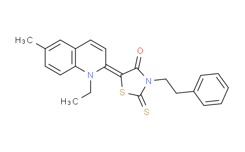 CAS No. 356091-71-9, 5-(1-Ethyl-6-methylquinolin-2(1H)-ylidene)-3-phenethyl-2-thioxothiazolidin-4-one