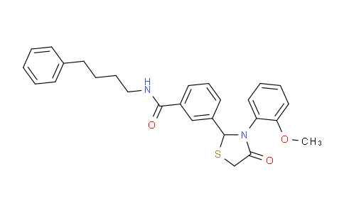 CAS No. 1415251-36-3, 3-(3-(2-Methoxyphenyl)-4-oxothiazolidin-2-yl)-N-(4- phenylbutyl)benzamide