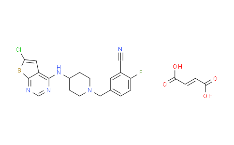 CAS No. 866206-55-5, 5-((4-((6-chlorothieno[2,3-d]pyrimidin-4-yl)amino)piperidin-1-yl)methyl)-2-fluorobenzonitrile fumarate