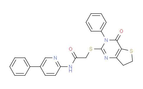 CAS No. 1427782-89-5, 2-((4-Oxo-3-phenyl-3,4,6,7-tetrahydrothieno[3,2-d]pyrimidin-2-yl)thio)-N-(5-phenylpyridin-2-yl)acetamide