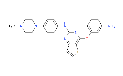 CAS No. 1353553-09-9, 4-(3-Aminophenoxy)-N-(4-(4-methylpiperazin-1-yl)phenyl)thieno[3,2-d]pyrimidin-2-amine