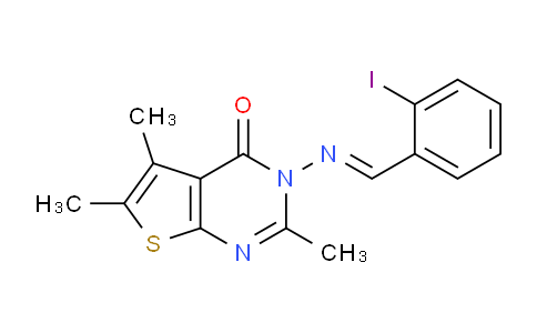 CAS No. 331762-11-9, 3-((2-Iodobenzylidene)amino)-2,5,6-trimethylthieno[2,3-d]pyrimidin-4(3H)-one