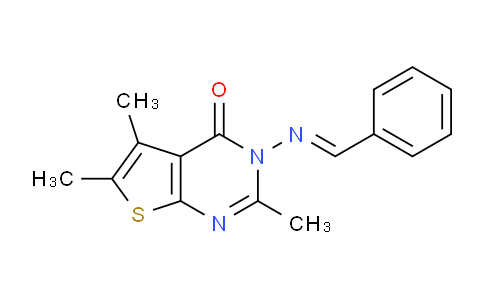 CAS No. 331962-40-4, 3-(Benzylideneamino)-2,5,6-trimethylthieno[2,3-d]pyrimidin-4(3H)-one