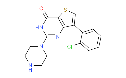 CAS No. 1707562-54-6, 7-(2-Chlorophenyl)-2-(piperazin-1-yl)thieno[3,2-d]pyrimidin-4(3H)-one