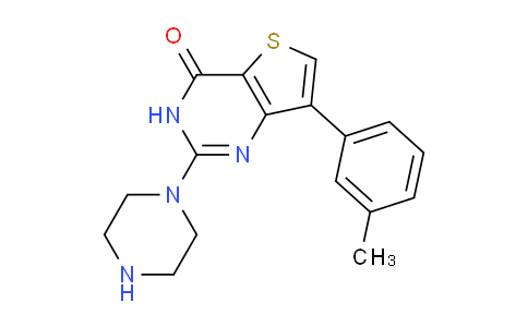 CAS No. 1708079-68-8, 2-(Piperazin-1-yl)-7-(m-tolyl)thieno[3,2-d]pyrimidin-4(3H)-one
