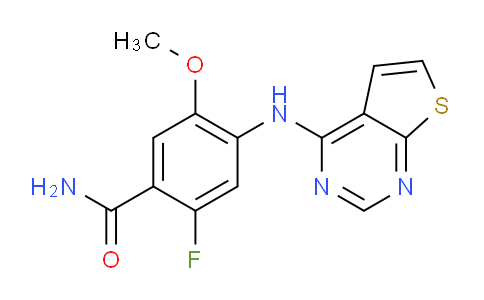 CAS No. 917908-32-8, 2-Fluoro-5-methoxy-4-(thieno[2,3-d]pyrimidin-4-ylamino)benzamide